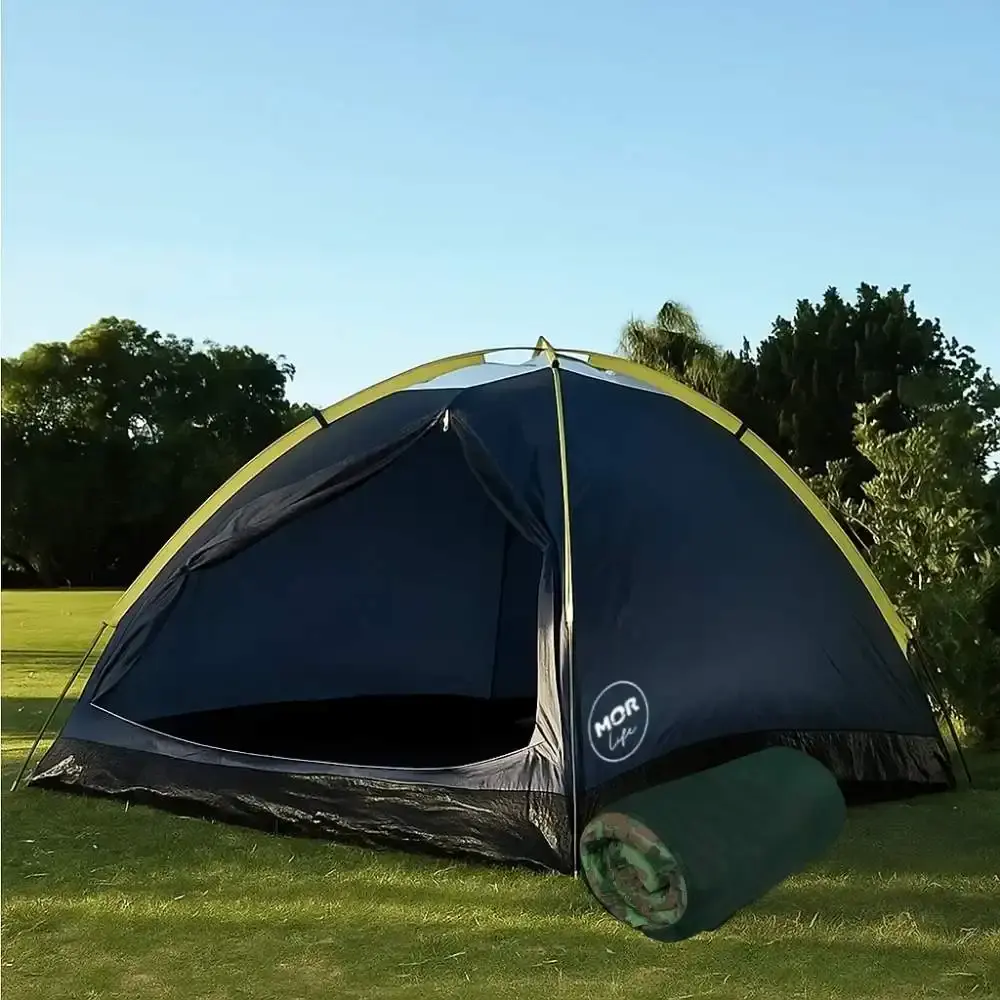 Barraca iglu para camping azul 2 pessoas com colchonete estampa camuflada Mor — fotografia 8
