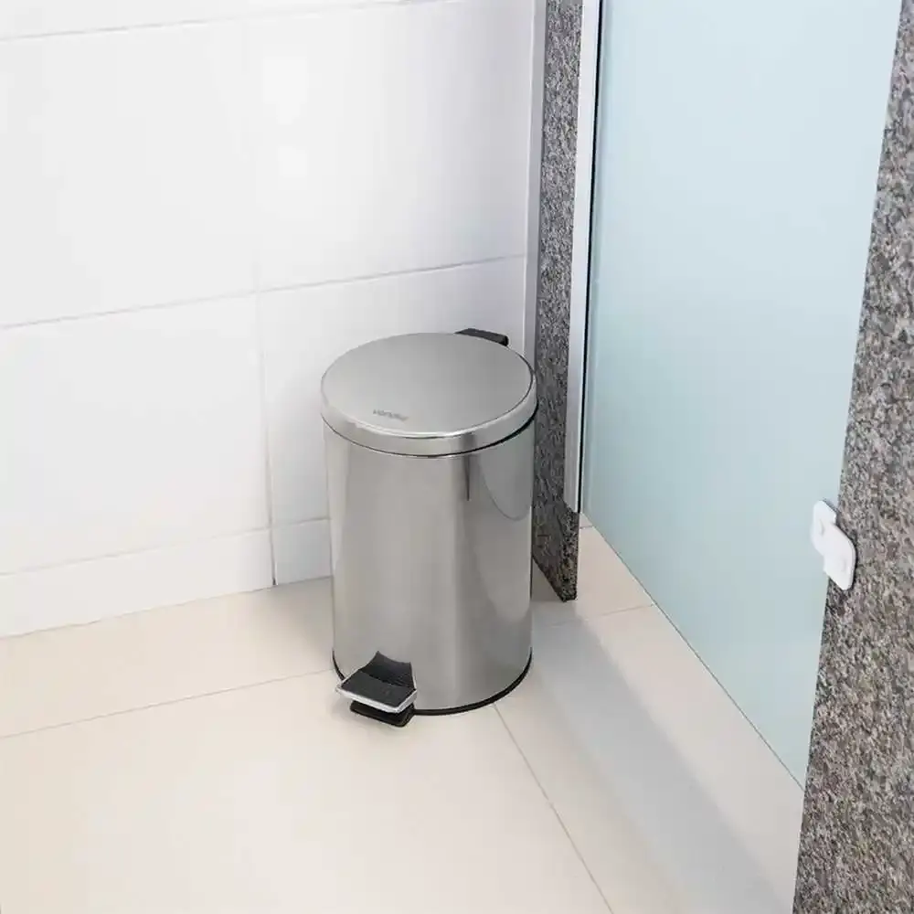Lixeira redonda 12 litros em inox Vonder — fotografia 9