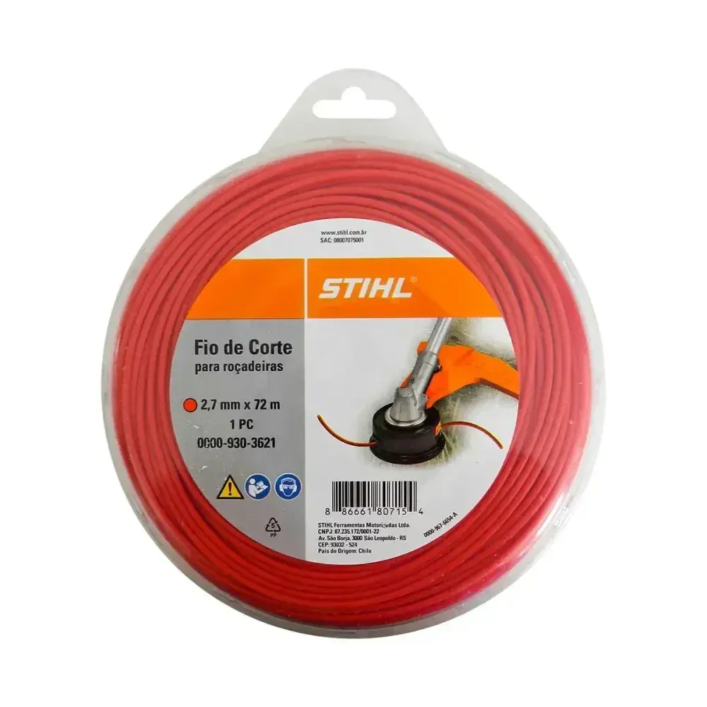 Fio de corte redondo para roçadeira vermelho 2,7MM 72M Stihl — fotografia 2