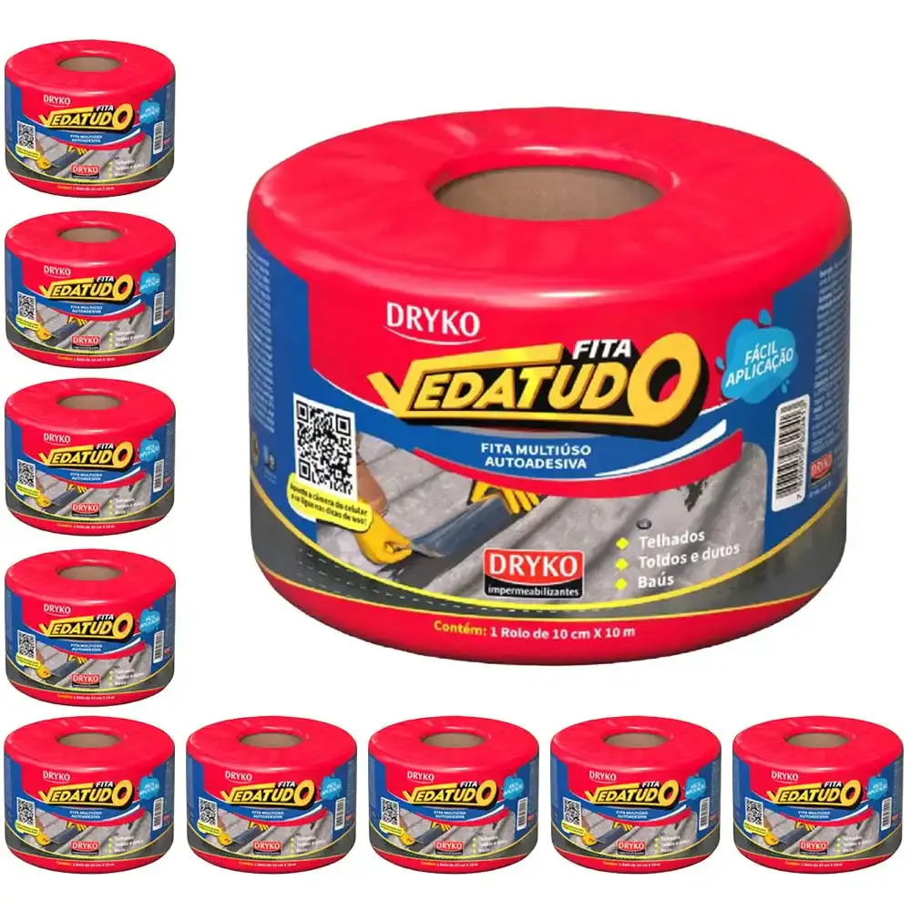 Fita Asfáltica Vedatudo 10 cm X 10 m 10 Unidades DRYKO — fotografia de referência