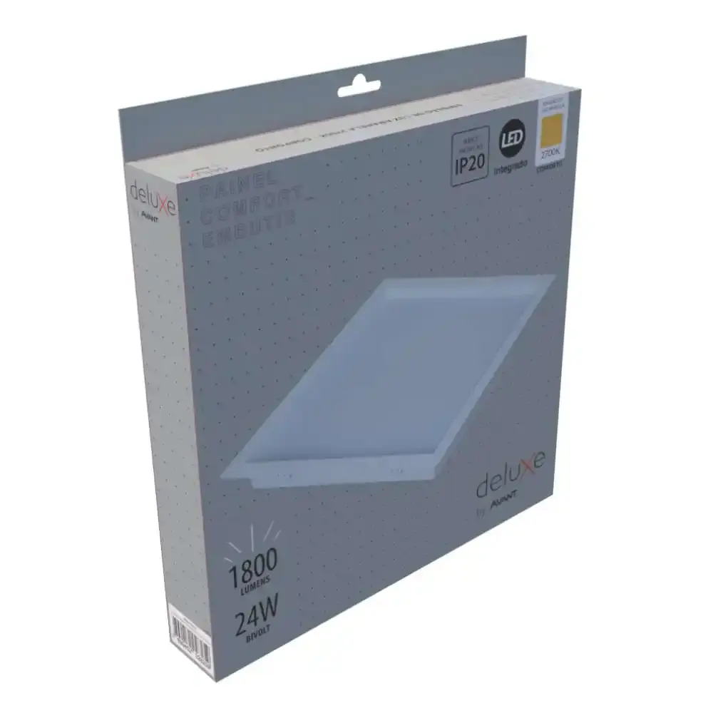 Painel led plafon embutir 24W 2700K luz amarela bivolt Avant — fotografia 3