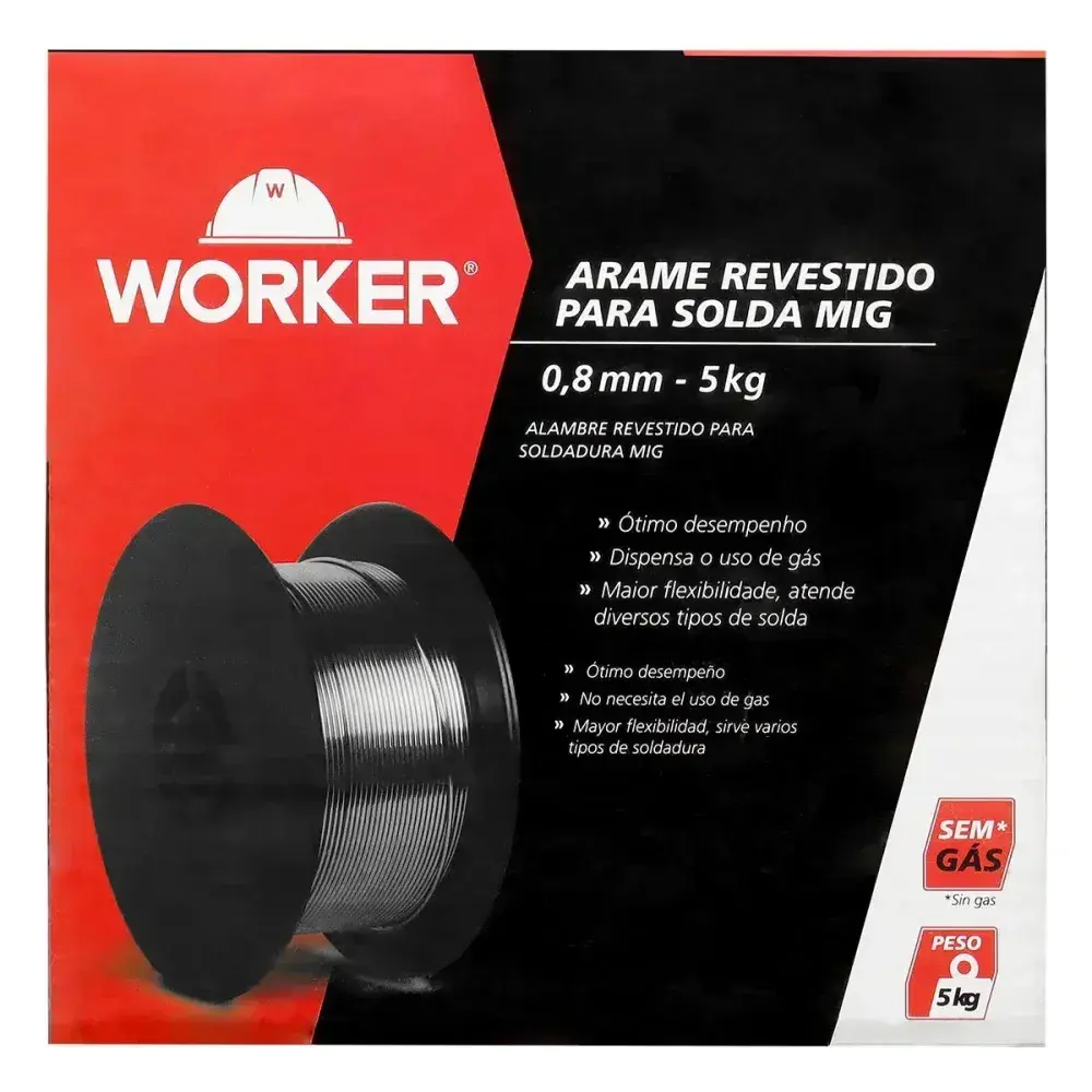 Arame para solda mig sem gás 0,8MM 5KG Worker — fotografia 3