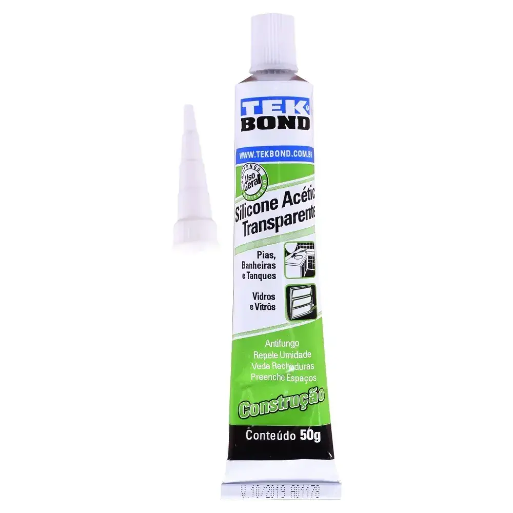 Silicone acético transparente construção bisnaga 50G Tekbond — fotografia 6