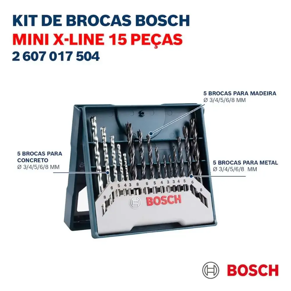 Parafusadeira de impacto 65NM brushless com 2 baterias 4,0AH carregador bivolt e estojo 15 peças Bosch — fotografia 9
