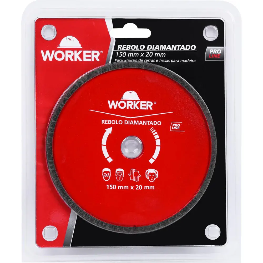 Rebolo diamantado para afiação de serras 150X20MM Worker — fotografia 3