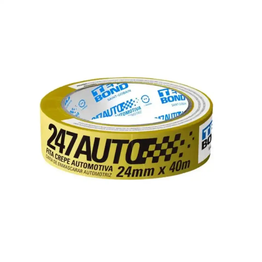 Fita Crepe 24 MM x 40 Metros Automotiva Amarela TEKBOND TEK Bond