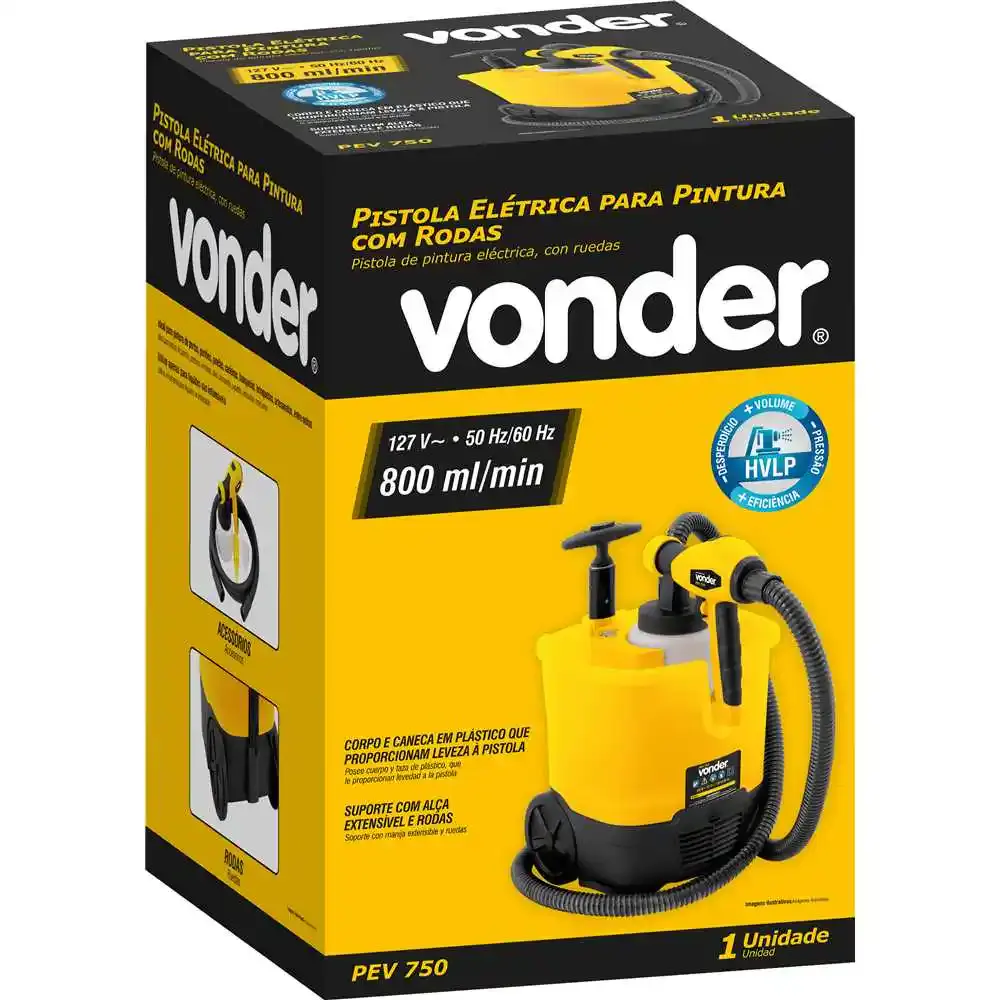 Pistola elétrica para pintura com roda PEV-750 Vonder 110 V — fotografia 4
