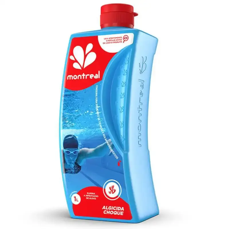 Cloro algicida choque anti algas para piscinas e hidrotanques 1 litro Montreal