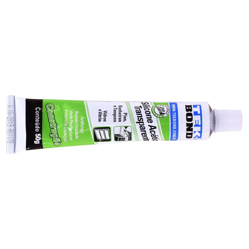 Silicone acético transparente construção bisnaga 50G Tekbond — fotografia 4