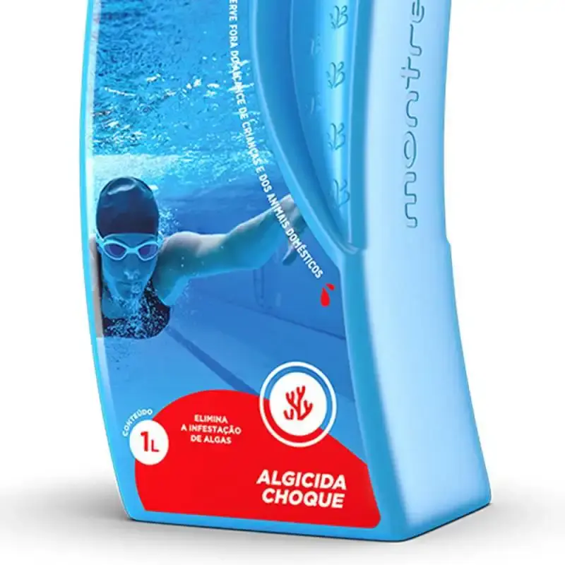 Cloro algicida choque anti algas para piscinas e hidrotanques 1 litro Montreal — fotografia 3