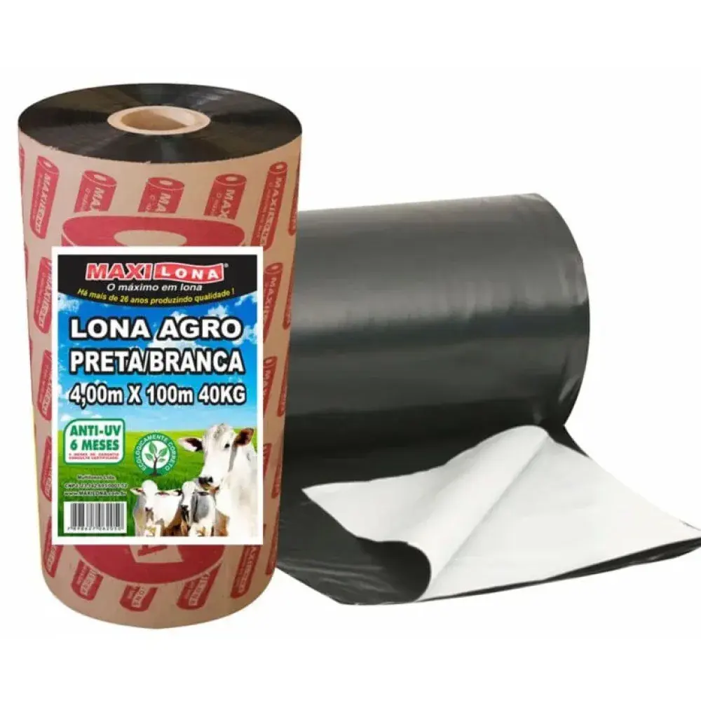 Lona agro preta/branca 4X100M 40KG Maxilona
