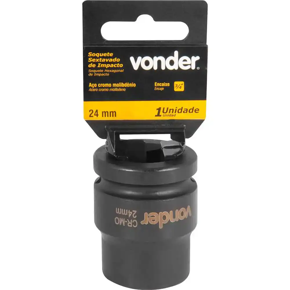 Soquete Sextavado de Impacto Encaixe 3/4 polegada 24Mm Cromado VONDER — fotografia 4