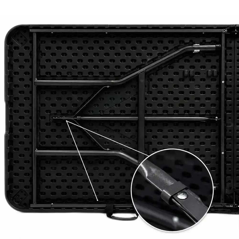 Kit Mesa Dobrável Rattan 180 x 74 x 74 CM Vira Maleta com Toalha Capa Elástica Preta CASA LYS Zelt — fotografia 6