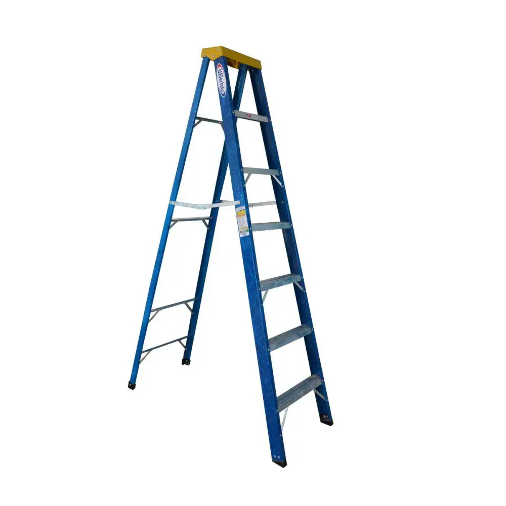 Escada de fibra com 7 degraus 2,10M azul da Worker — fotografia de referência