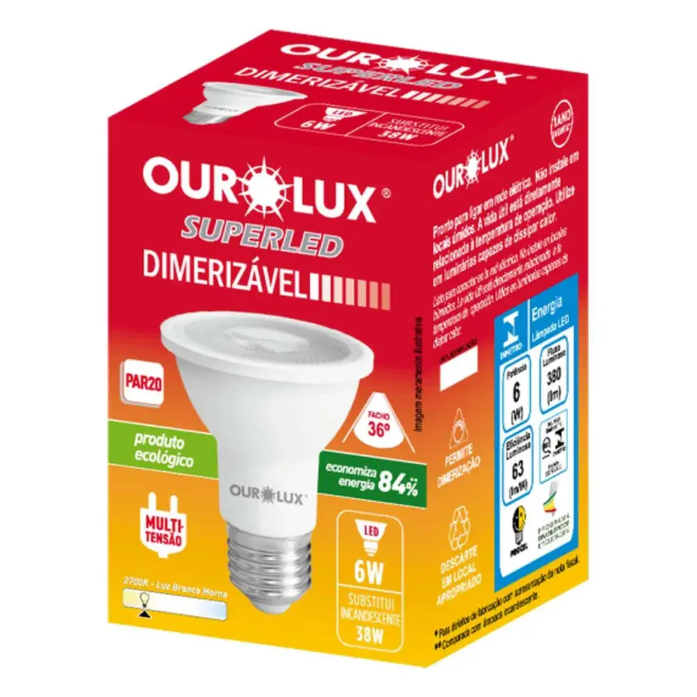Lamp led PAR20 dimer 6W 2700K biv 36 E27 Ourolux