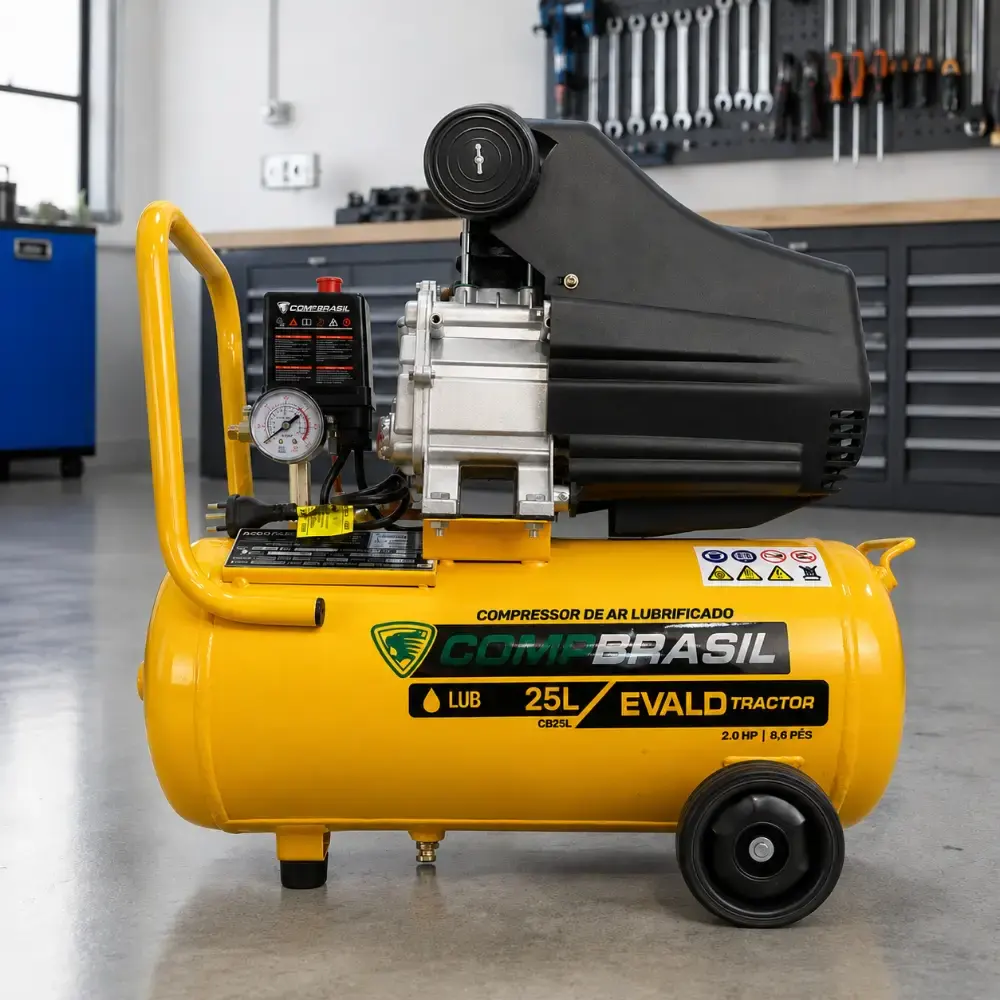 Compressor port. LUB 8,6 PES 2,0HP 25L evald tractor Compbrasil 110 V — fotografia 7