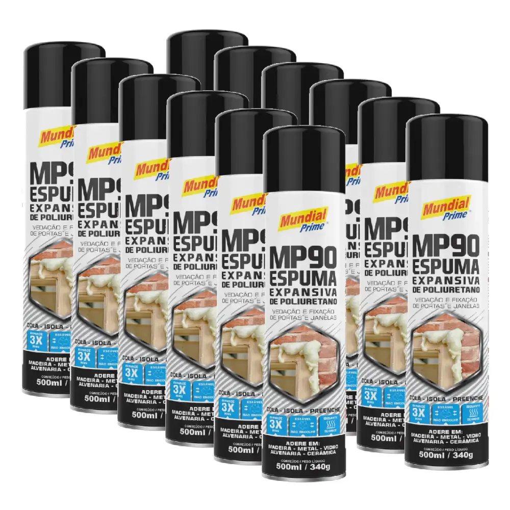 Espuma expansiva poliuretano 500ML 12 unidades mundial prime