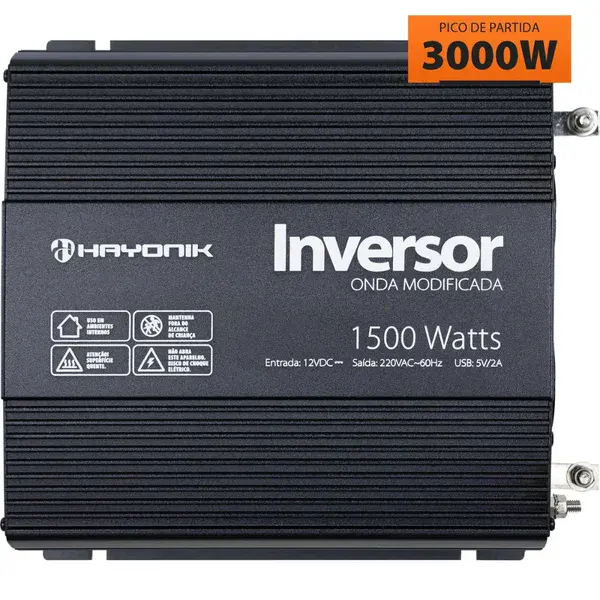Inversor de tensão onda modificada 1500W - 12V/220V - Hayonik