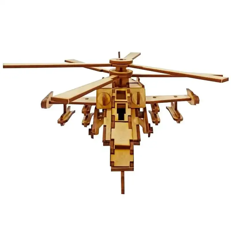 Quebra-cabeça 3D miniatura colecionável helicóptero em MDF Arte — fotografia 3