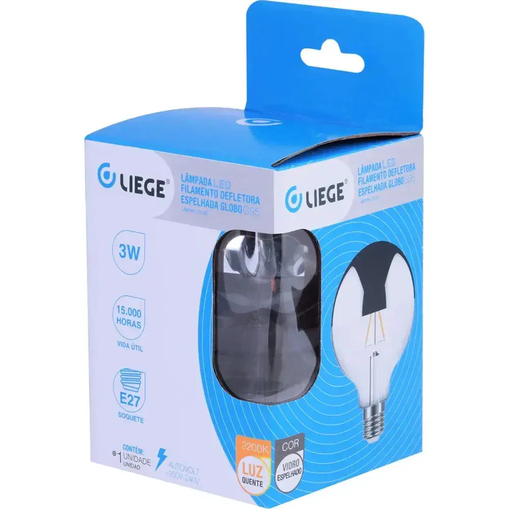 Lâmpada led filamento espelhado globo G95 bivolt Liege — fotografia 10
