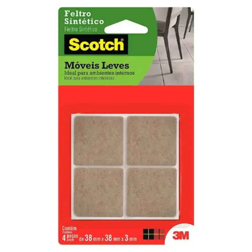 Feltro marrom quadrado grande scotch para móveis 3M