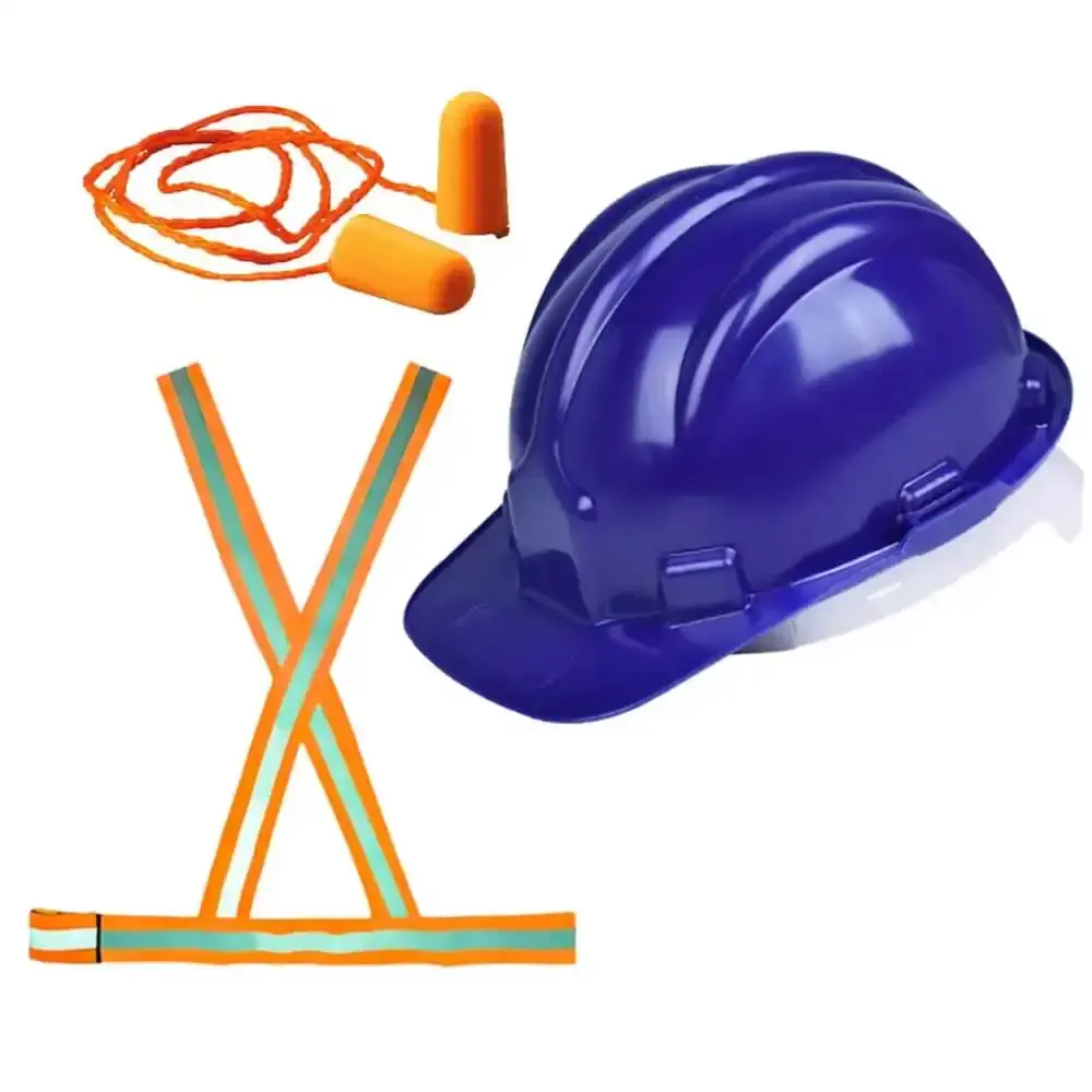 Kit EPI capacete de segurança classe b com faixa refletiva e protetor auricular 3M