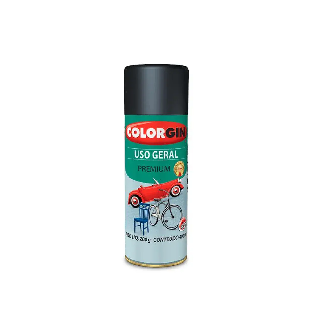 Tinta spray uso geral rápido preto Colorgin