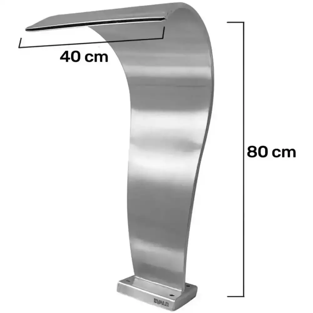 Cascata Piscina 80 x 40 CM em Aço Inox Legítimo Naja Média EVALD — fotografia 3