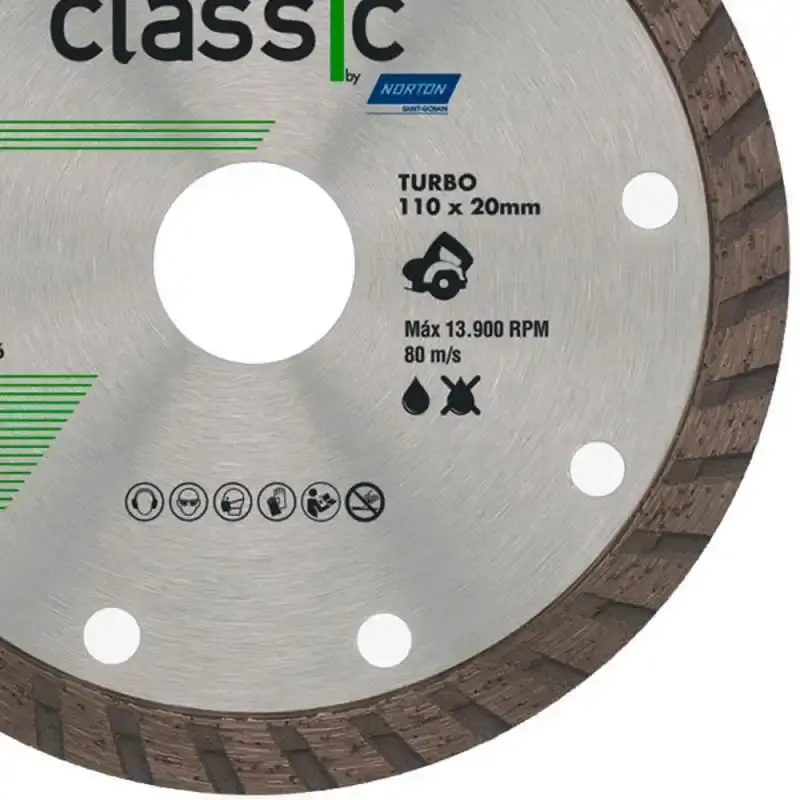 Disco de corte diamantado 4.3/8 POL 110X20 MM turbo classic Norton — fotografia 3