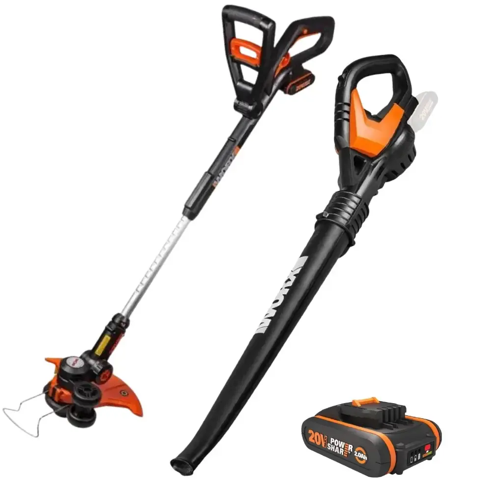 Cortador de grama costal com soprador de ar e bateria 20V 2,0AH Worx