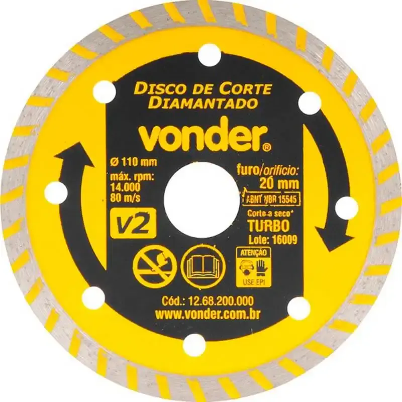 Disco Diamantado 4.3/8 Pol p/ Mármore e Granito V2 VONDER — fotografia de referência