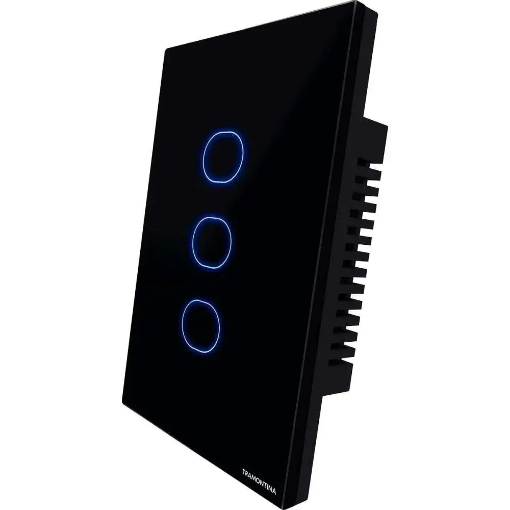 Interruptor touch smart de 3 canais preto bivolt Tramontina — fotografia 4