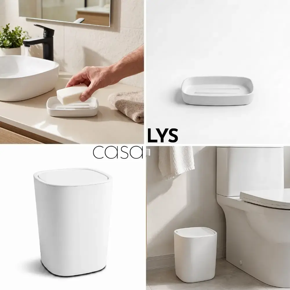 Conjunto de acessórios para banheiro kit com 6 peças minimalista luxo casa LYS Preto — fotografia 6