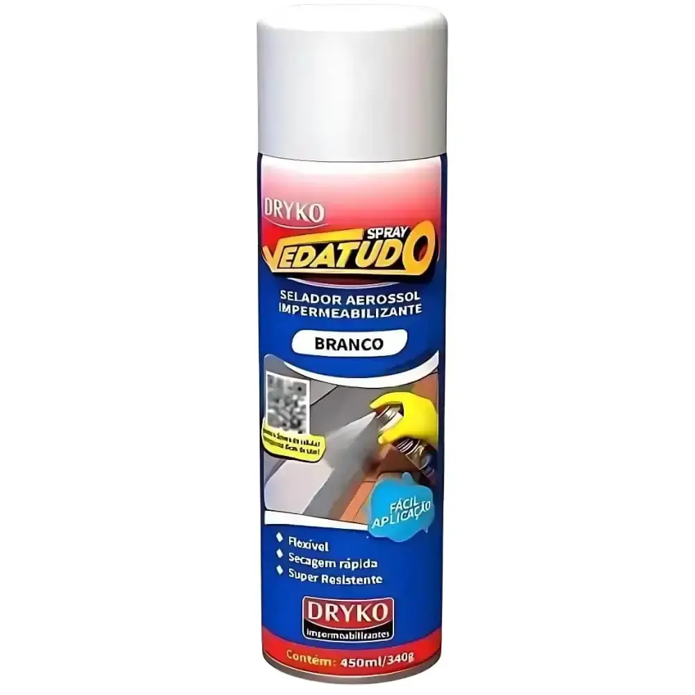 Sprays emborrachado impermeabilizante preto branco e transparente 400 ML 3 unidades Dryko — fotografia 4
