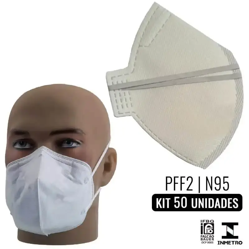 Máscara Respirador PFF2-S N95 Branco s/ Válvula Kit com 50 Unidades ALLIANCE