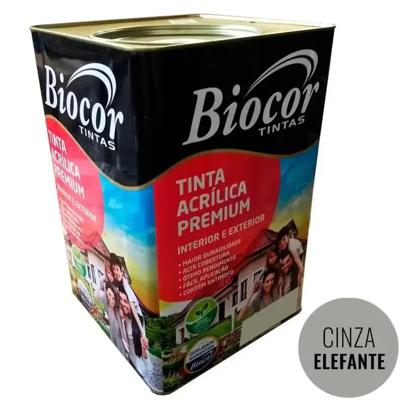 Tinta acrílica premium parede e piso cinza elefante lata 18L biocor — fotografia de referência