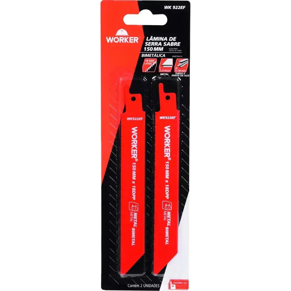 Lâmina para serra sabre bimetálica 1/2” 150MM 18 dentes Worker — fotografia 9