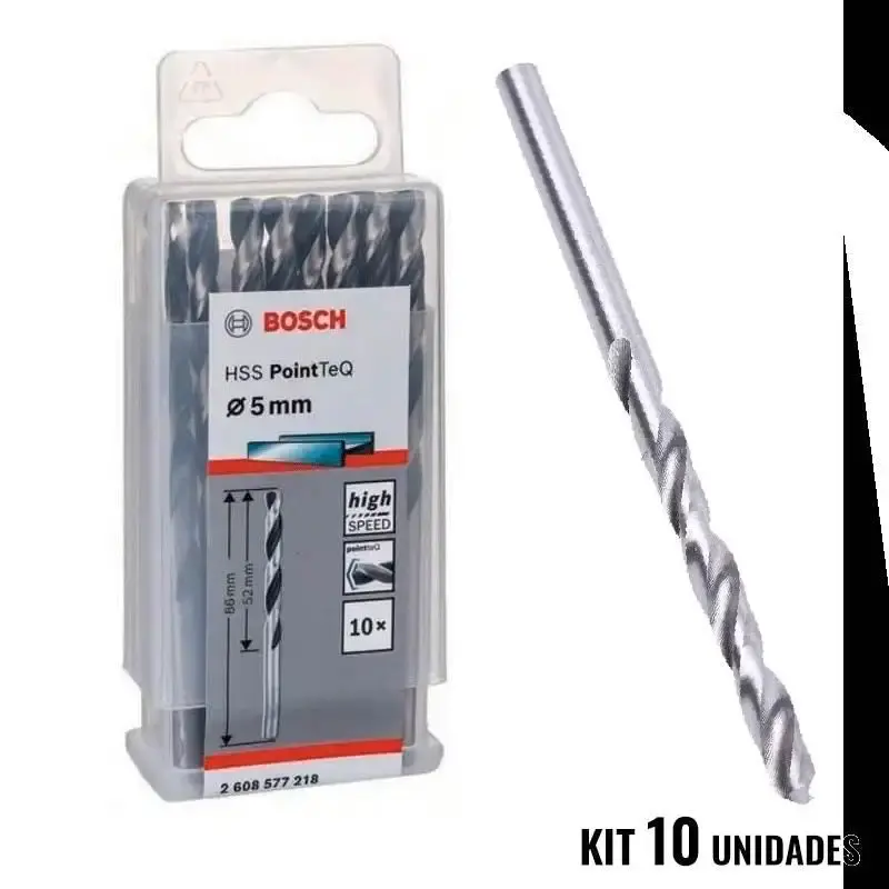 Broca aço rápido HSS 5.0 MM pointteq kit 10 unidades Bosch — fotografia de referência