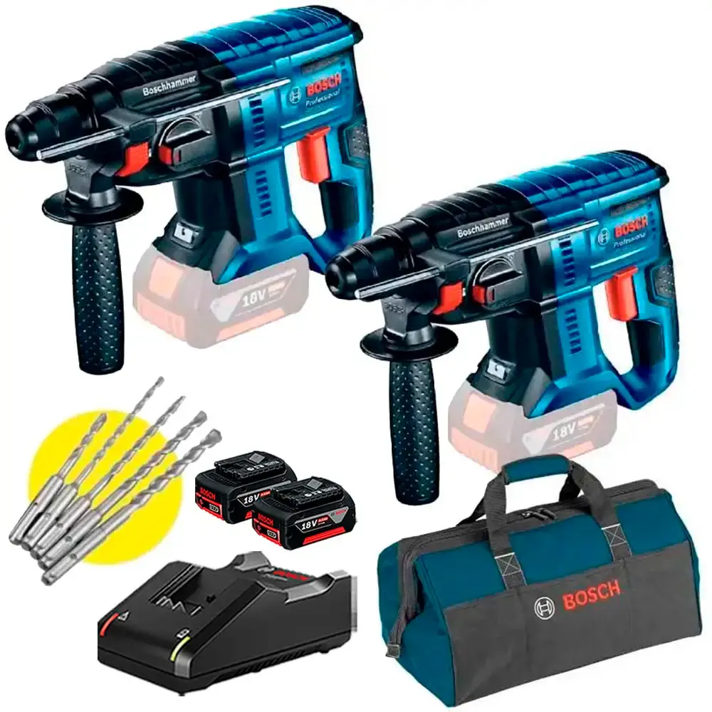 Martelete SDS Plus 18V BRUSHLESS 2,3KG GBH 180-LI Kit 2 Peças c/ Kit Brocas, 2 Baterias Bolsa BOSCH Bivolt — fotografia 2