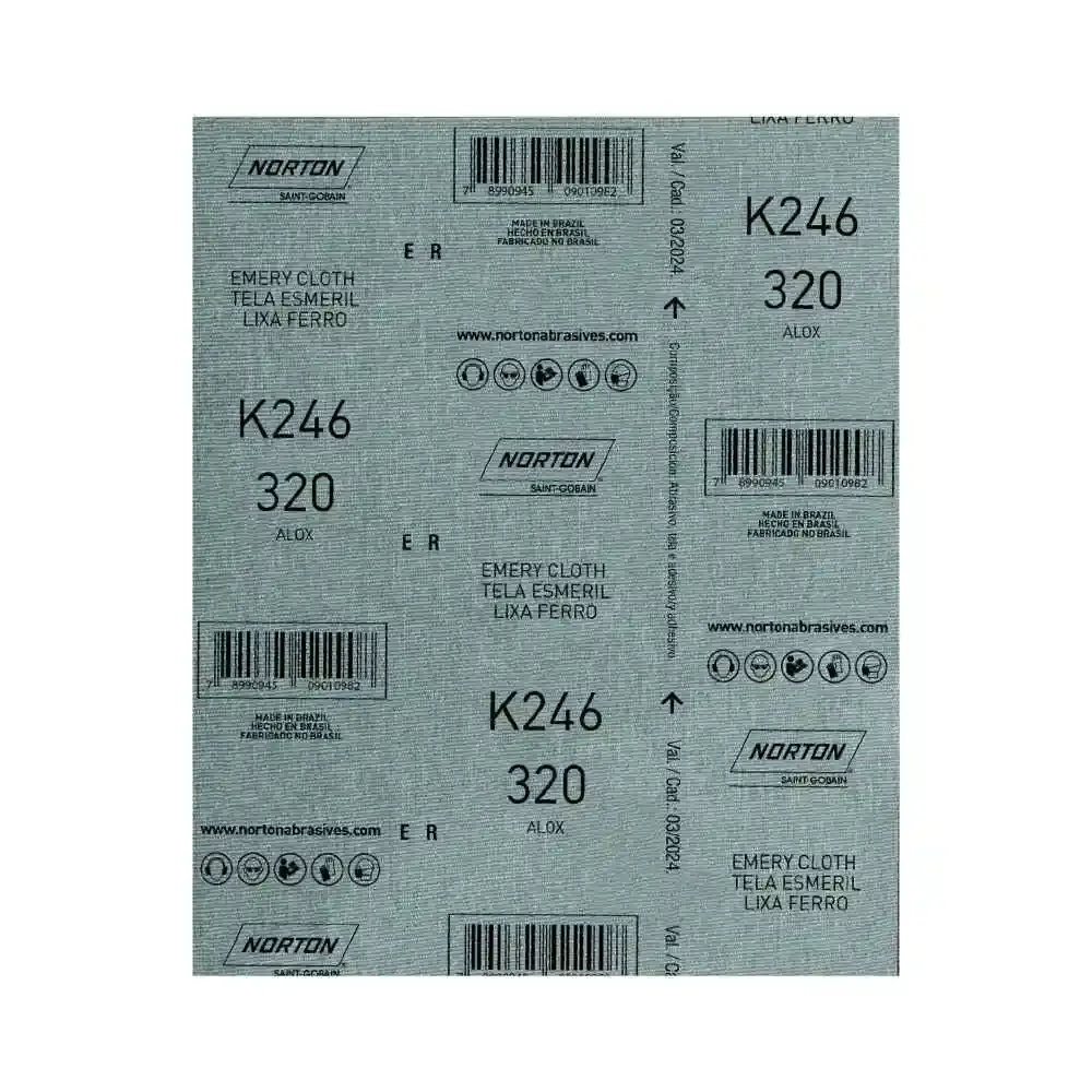 Folha de lixa metal para ferro grão 320 K246 com 25 unidades Norton — fotografia 3