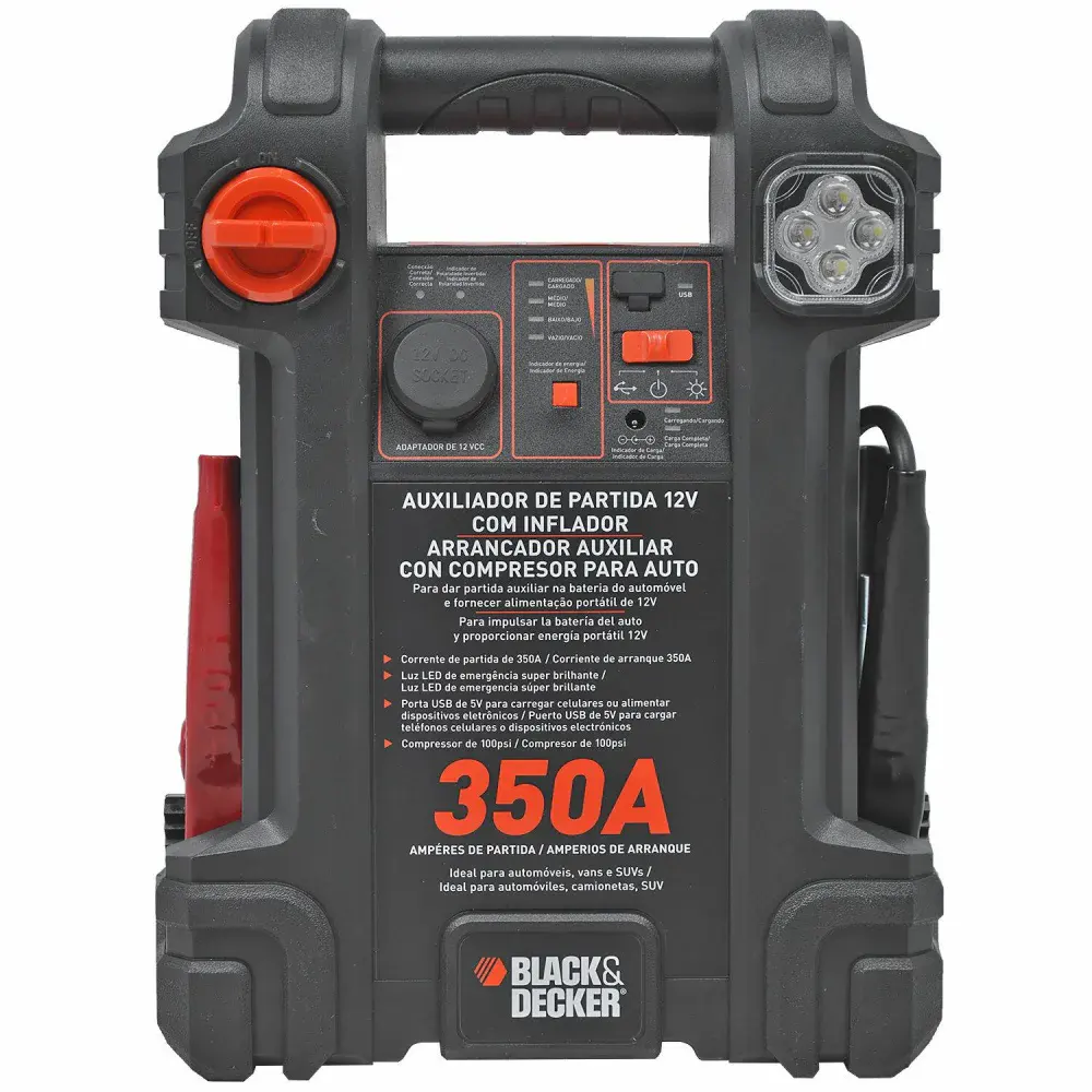 Auxiliar de partida e compressor inflador JS350CC blackdecker Black & Decker