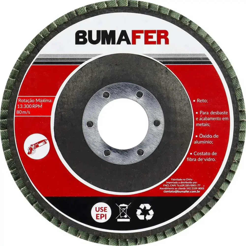 Disco flap reto G60 com 11 peç 4.1/2 x 7/8 Bumafer — fotografia 6