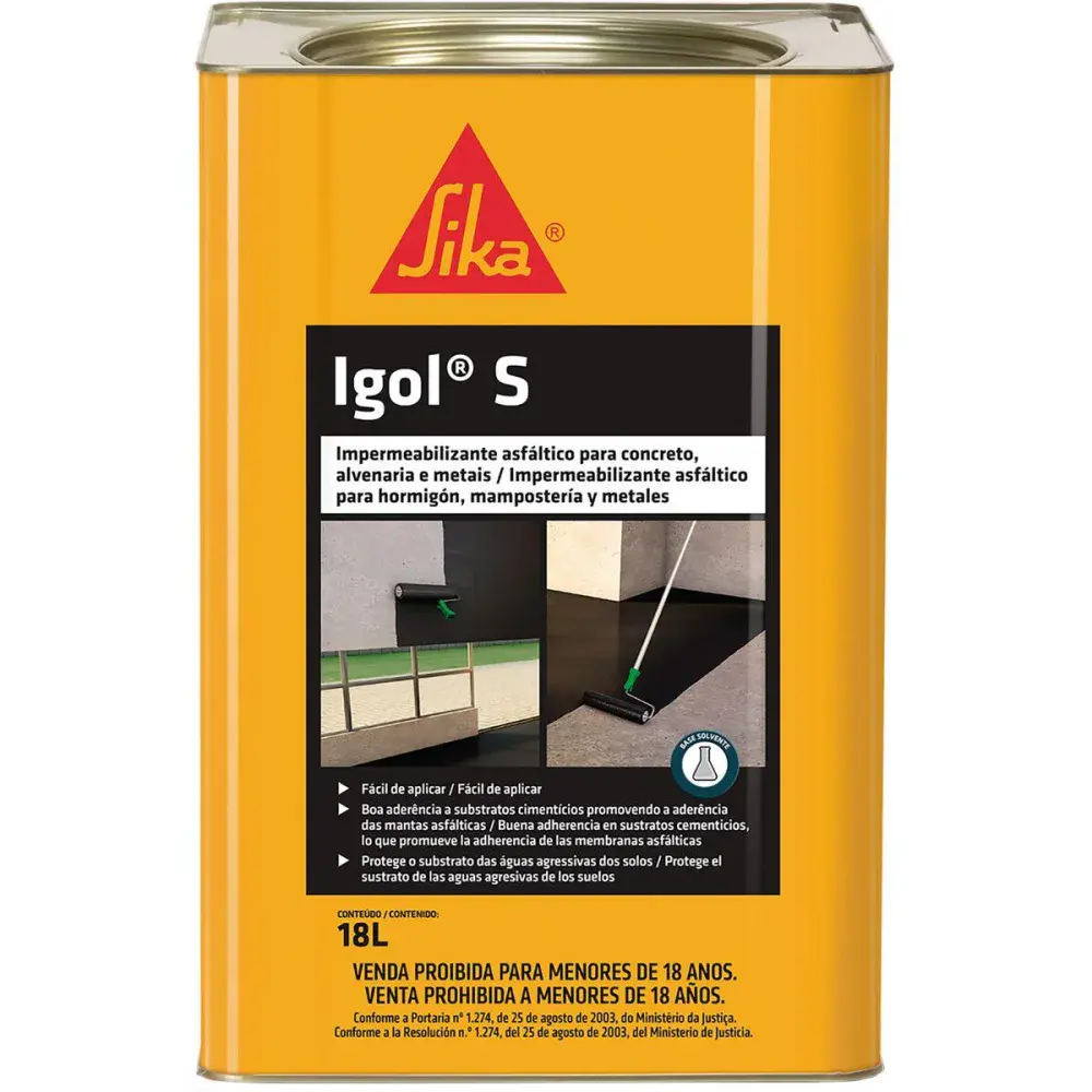 Impermeabilizante igol® s asfáltico 18L da Sika