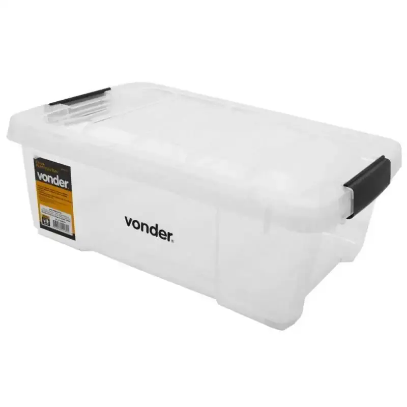 Caixa Plástica Transparente Tipo Baú 44 x 28.5 x 16 CM CBV 010 VONDER — fotografia 3