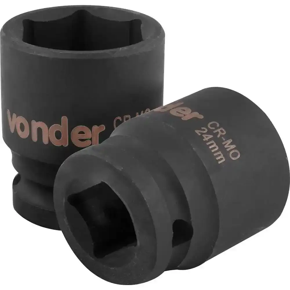 Soquete Sextavado de Impacto Encaixe 1/2 polegada 24Mm cromado VONDER — fotografia de referência