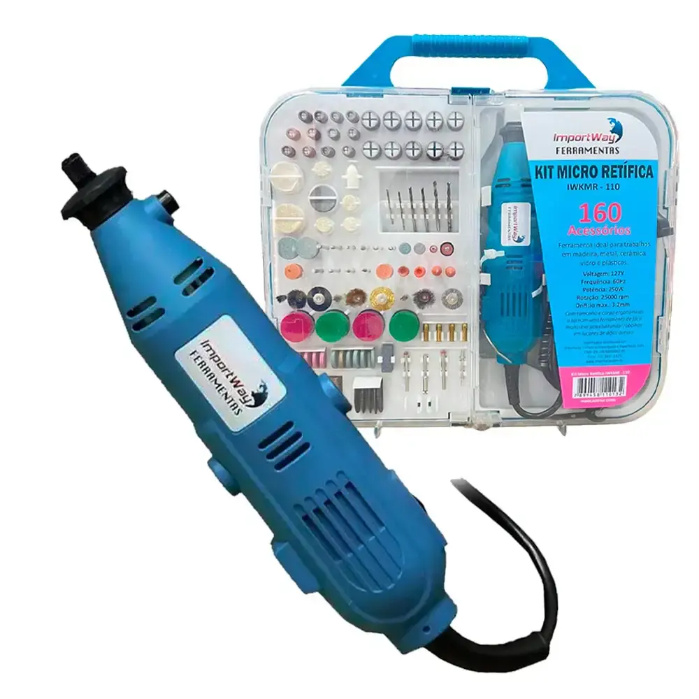 Micro retifica com maleta e kit 160 peças iwkmr ImportWay 110 V