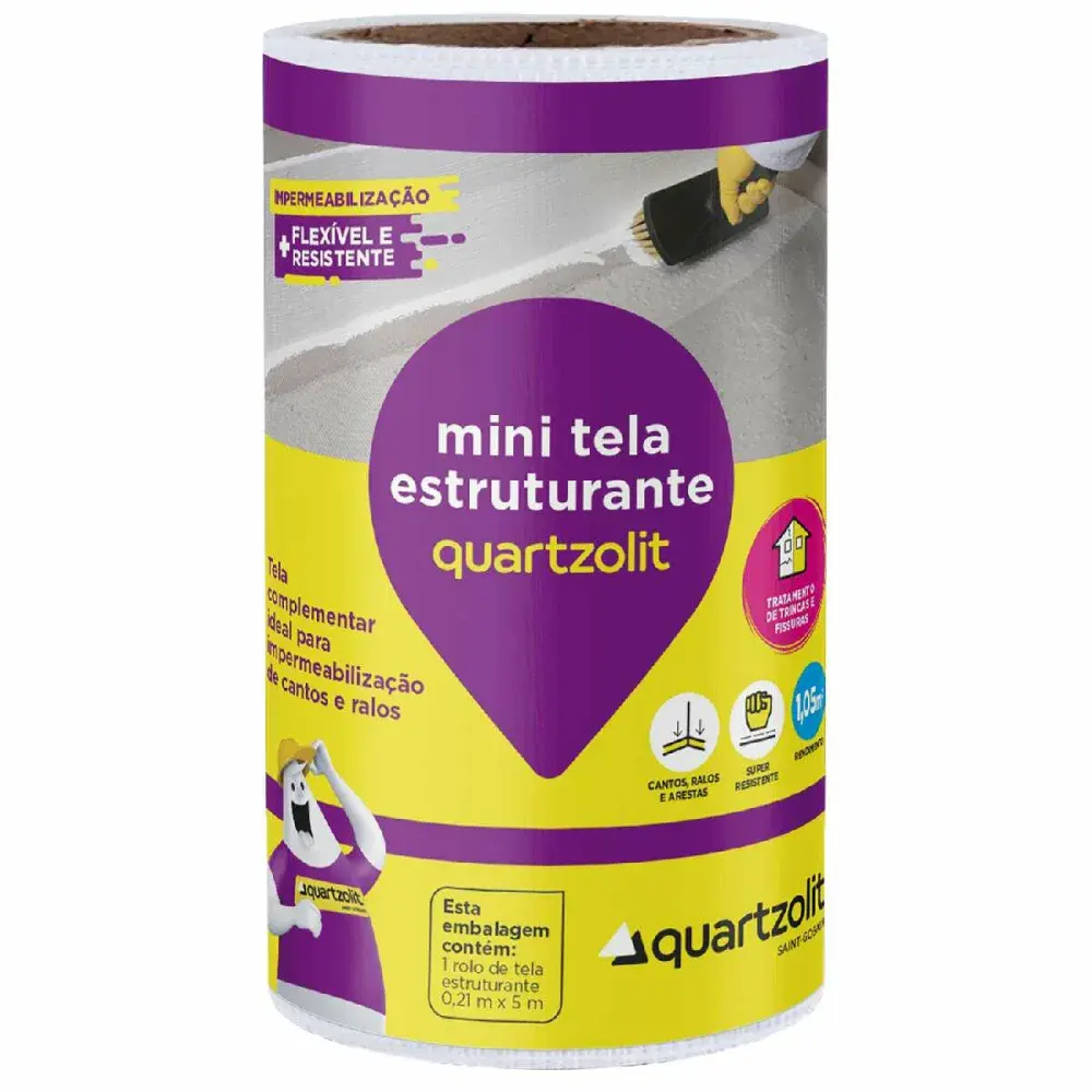 Mini tela estruturante impermeabilizante 15CM x 5M branco Quartzolit