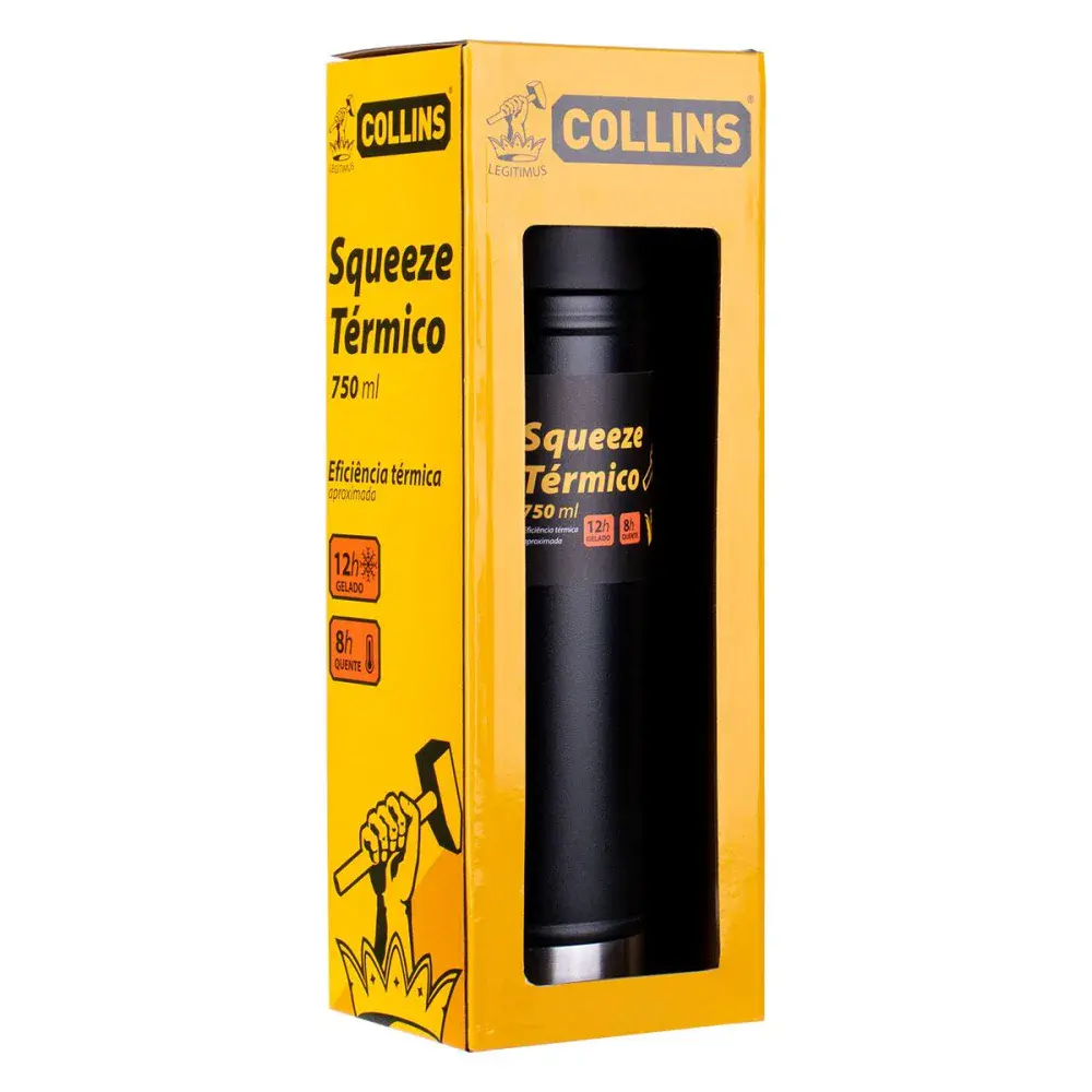 Squeeze térmico aço inox 750ML preto Collins — fotografia 5