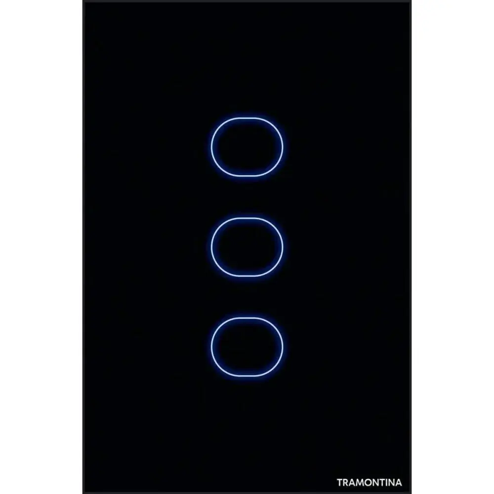 Interruptor touch smart de 3 canais preto bivolt Tramontina — fotografia 3