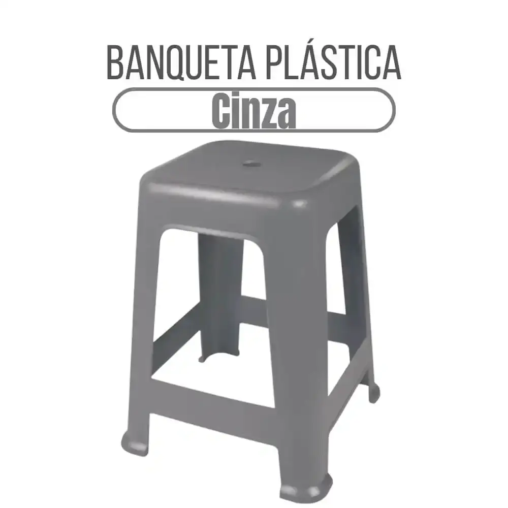 Banqueta Plástica 41 x 36 cm Várias Cores MOR Branco — fotografia 3